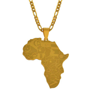 Africa Map With Flag Necklaces
