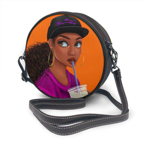 Afro Girls Round Leather Bag