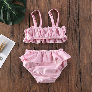 Baby Girl Ruffle Bikini Sets Toddler Tankini Kids Swimwear 2022 Summer Infant Beach Two Piece Swimsuit Children Bathing Suit