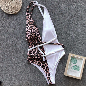 Beach Style Leopard Print Bodysuit