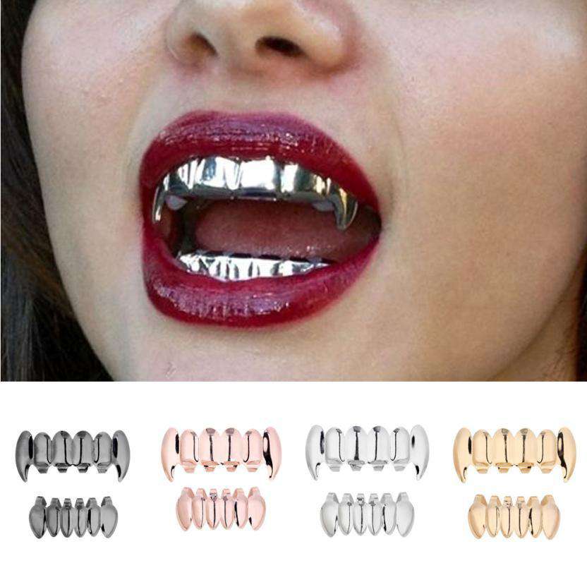 Black Rose Gold Gold Silver Color Teeth Grillz