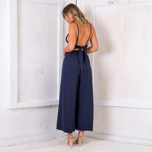 Casual Overalls Solide Backless