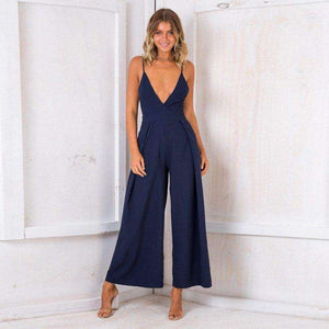 Casual Overalls Solide Backless