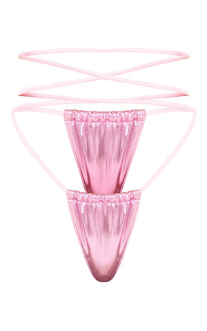 Pink Metallic Mini Tanga Bikini Bottoms - HCWP 