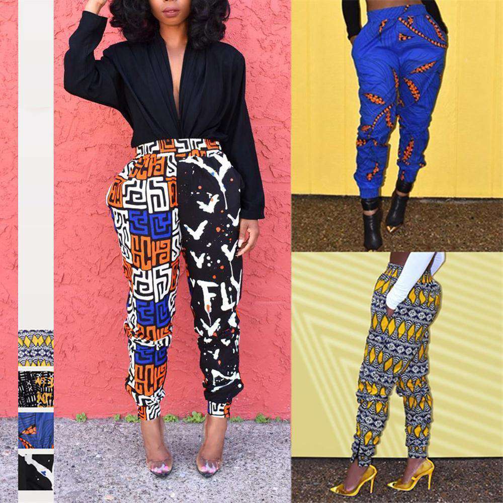 Fadzeco African Ladies Clothes 2019 Autumn Dashiki Print Trousers Elastic Waist Fashion High Harem Pant African Dress for Women 1