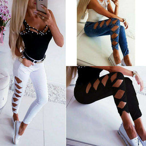 High Waisted Skinny Jeans Bow-Knot