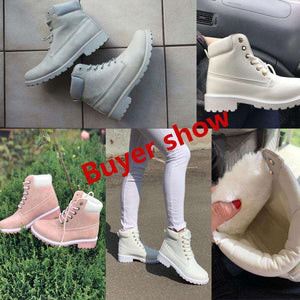 Lace-up ankle boots for women 2019 new fashion warm winter boots women solid square heel shoes woman plus size zapatos de mujer 1
