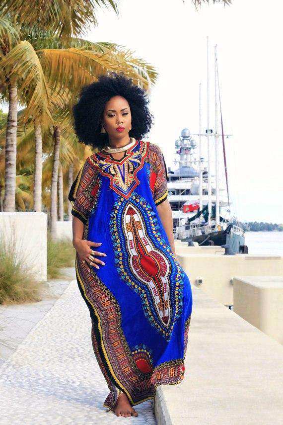 knee length dresses for ladies Long Dashiki Dress