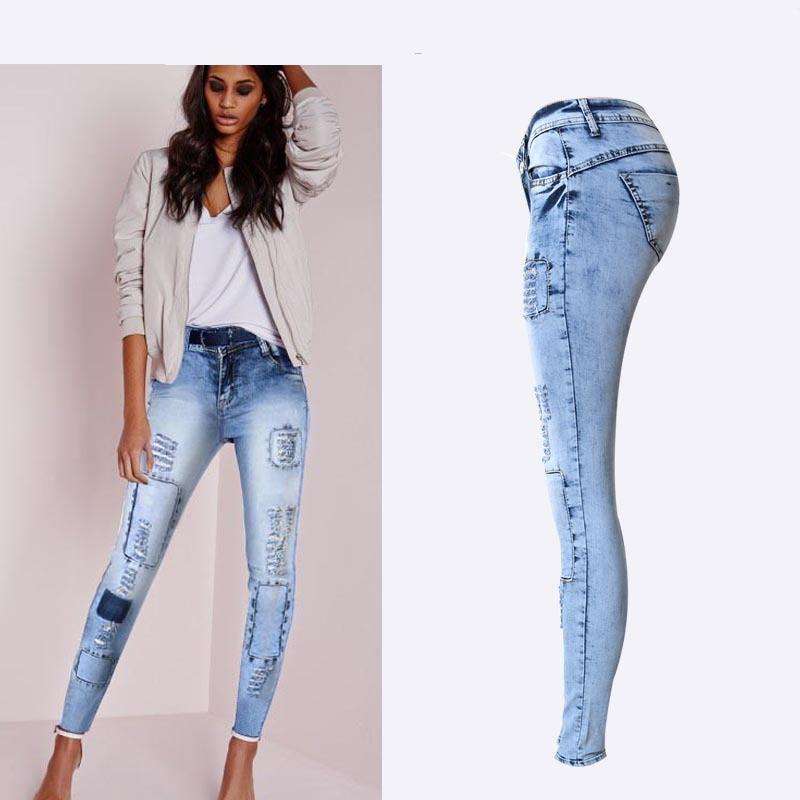 Low Waist Sky Blue Skinny Tights