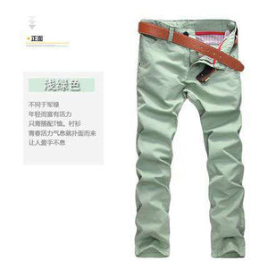 Male Solid Color 100% Cotton Slim Straight Casual Pants