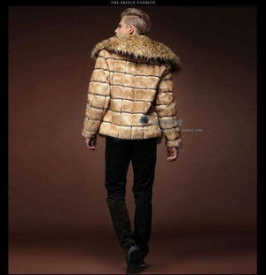 Mens 2019 Collar Fur Coat Personality Artificial Leather Grass Rabbit Fur Jacket Large Size Turn Down Collar Outwear