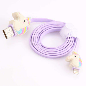 Niedliche Regenbogen Einhorn Mini USB Kabel 1 Meter Micro Usb Verlängerungskabel Gummi Datenleitung Violette Farbe Für Iphone Smart telefon