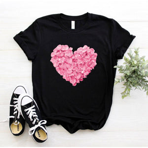 pink heart flower tshirt