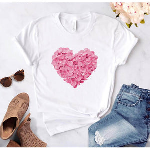 pink heart flower tshirt