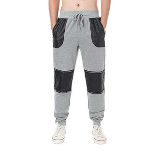 Sweatpants Casual Joggers Leather Patchwork